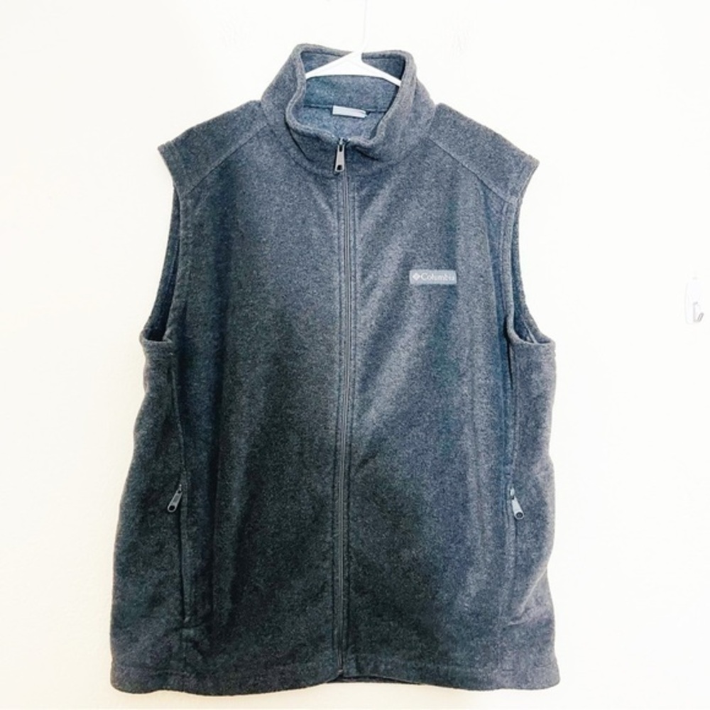 Columbia Sleeveless Fleece Vest Jacket Men Size Large Black Pockets